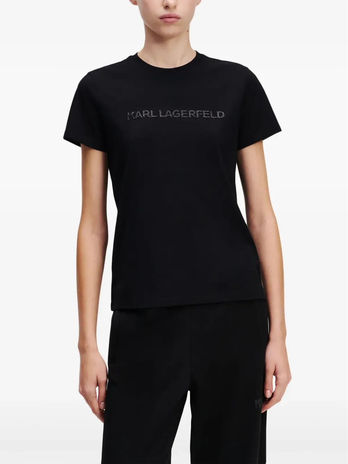 Karl Lagerfeld グリッター ロゴ Tシャツ - ブラック - 画像3