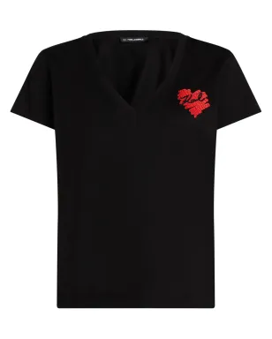 Karl Lagerfeld K/Heart コットン Tシャツ - ブラック - サムネイル1