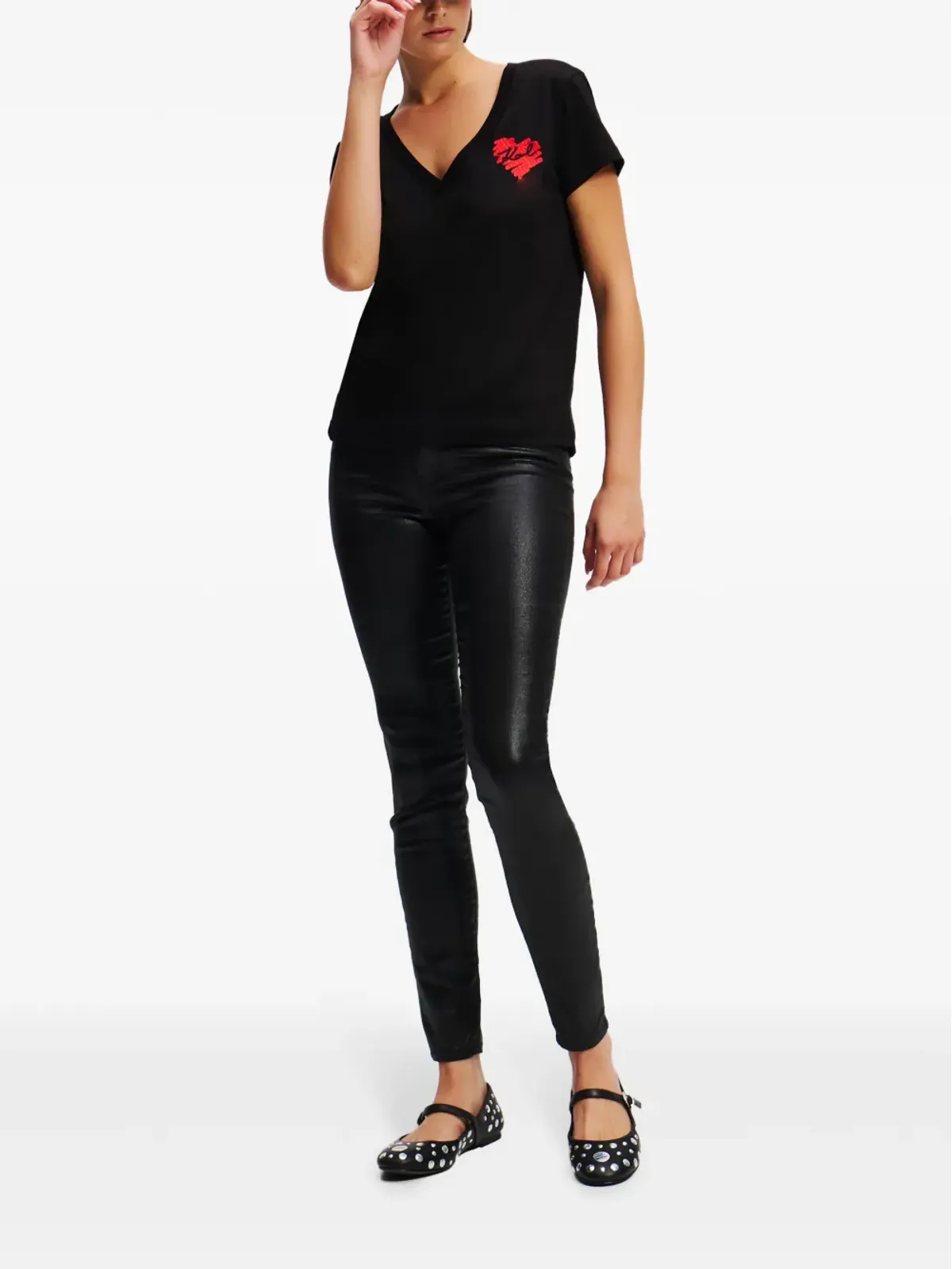 Karl Lagerfeld K/Heart コットン Tシャツ - ブラック - 画像4