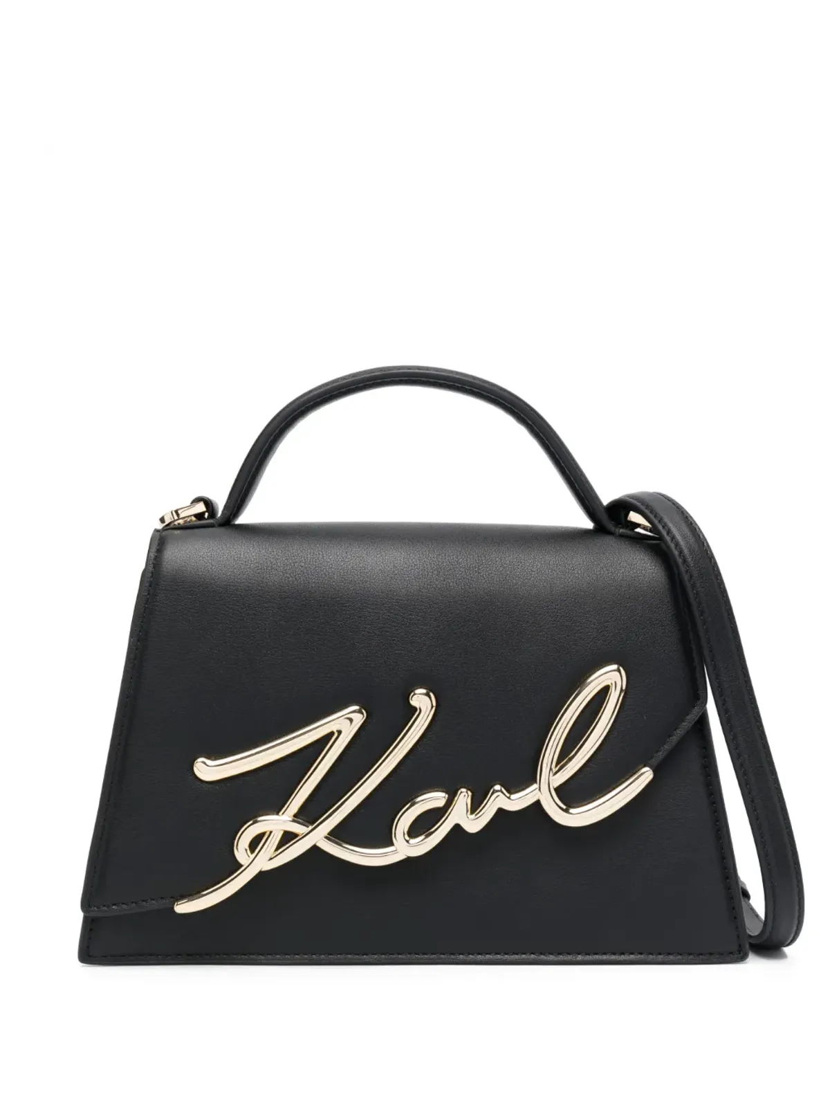 Karl Lagerfeld ミディアム シグネチャー レザー クロスボディバッグ - ブラック - 画像1