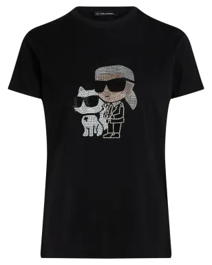 Karl Lagerfeld Ikon Choupette ラインストーン Tシャツ - サムネイル1