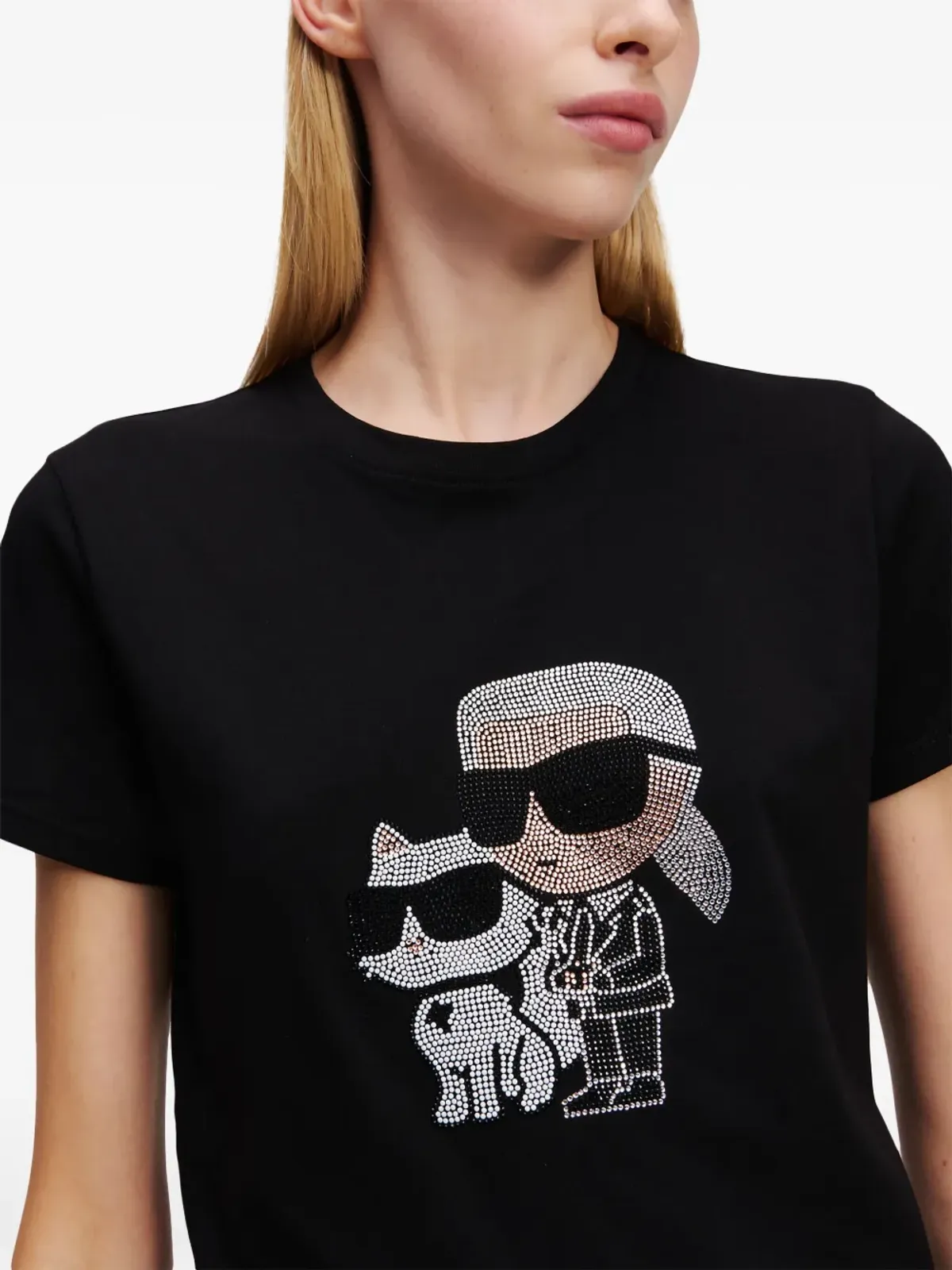 Karl Lagerfeld Ikon Choupette ラインストーン Tシャツ - 画像5