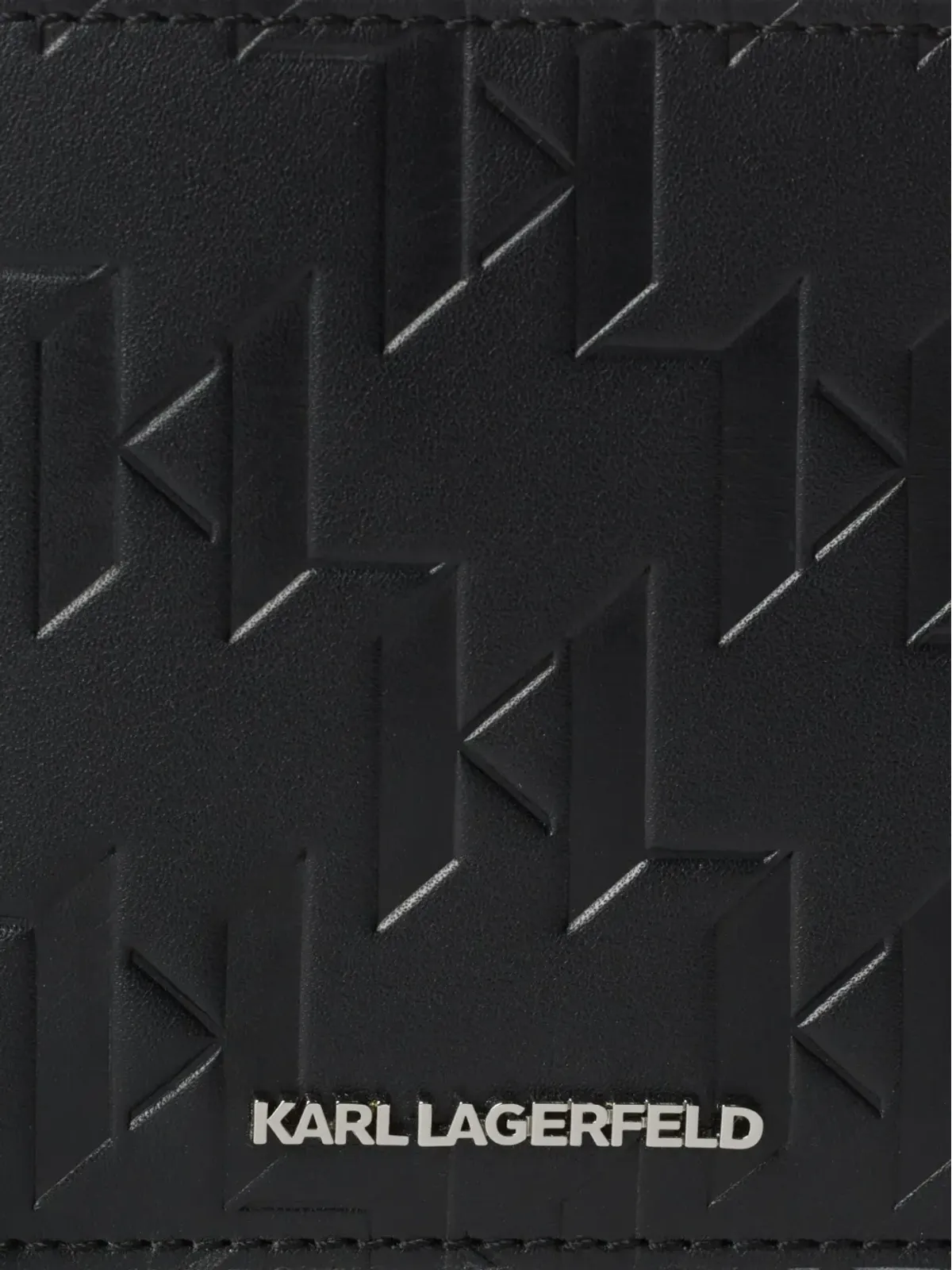 Karl Lagerfeld 小型 K/Loom 二つ折りレザーウォレット - ブラック - 画像3