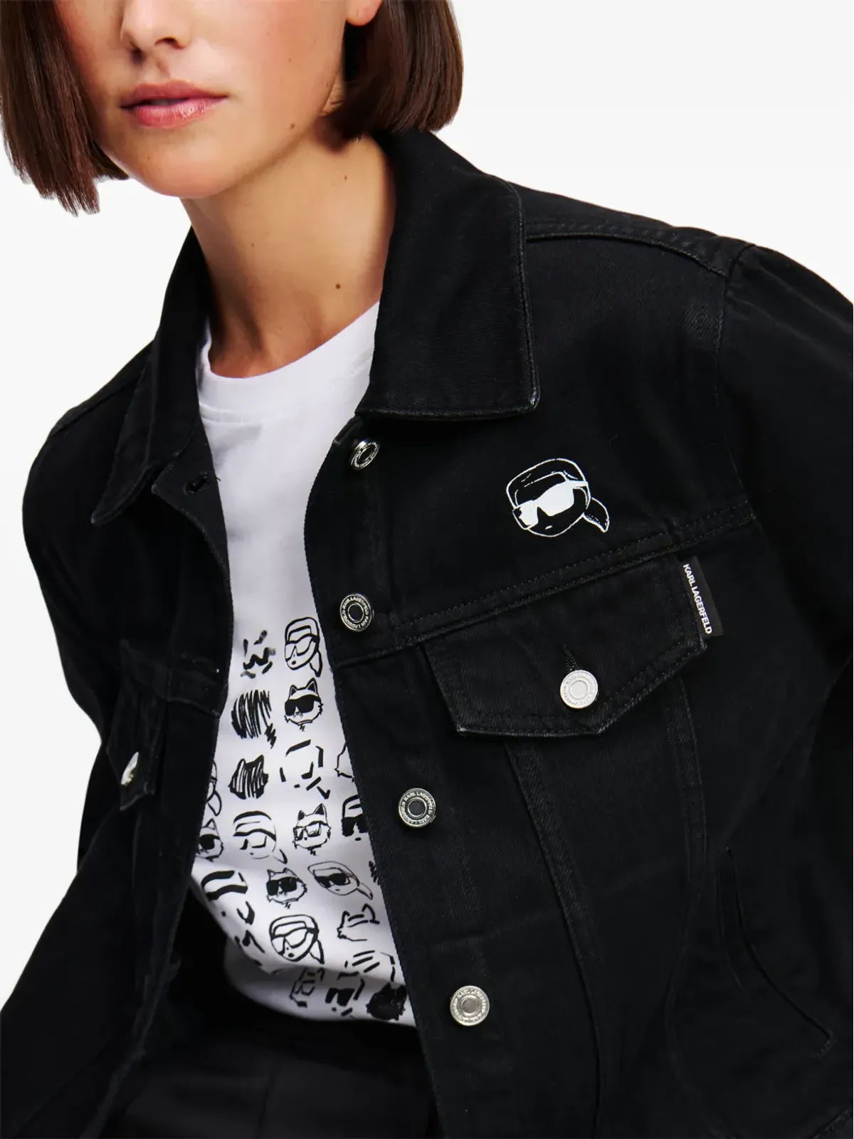 Karl Lagerfeld Ikon デニムトラックジャケット - ブラック - 画像5