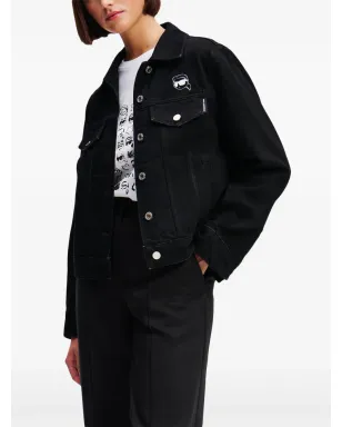 Karl Lagerfeld Ikon デニムトラックジャケット - ブラック - サムネイル3