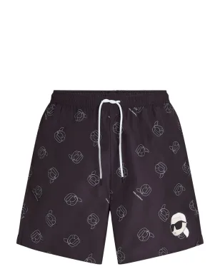 Karl Lagerfeld Ikon オールオーバープリント スイムショーツ - ブラック - サムネイル1
