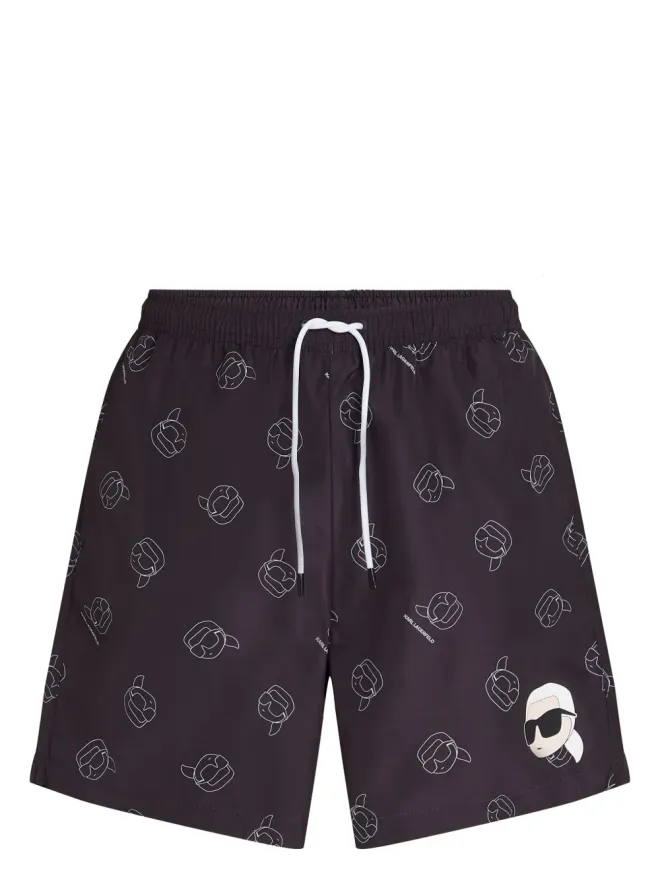 Karl Lagerfeld Karl Lagerfeld Ikon オールオーバープリント スイムショーツ - ブラックの商品画像