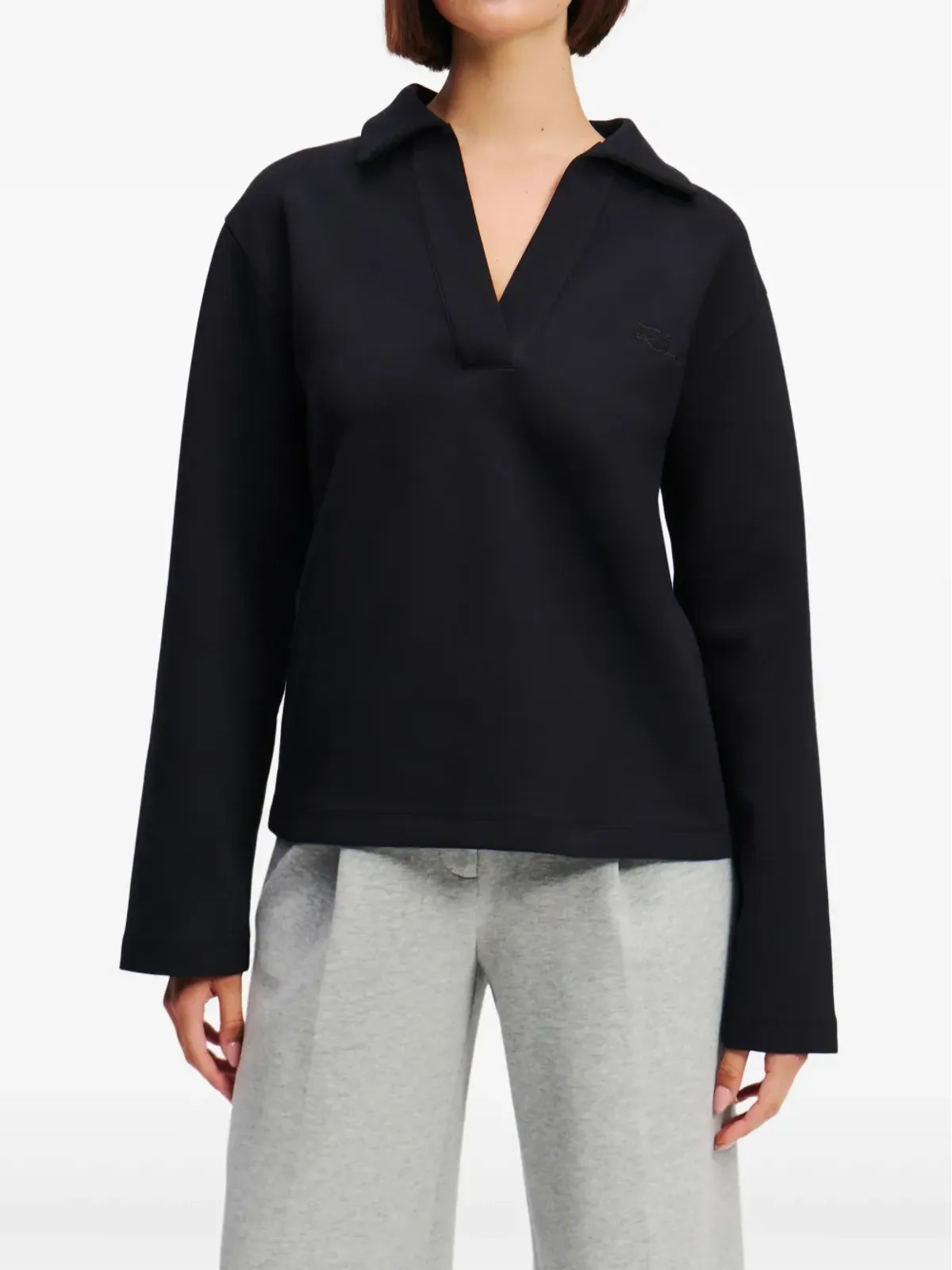 Karl Lagerfeld ロゴプリント Vネック スウェットシャツ - 画像3