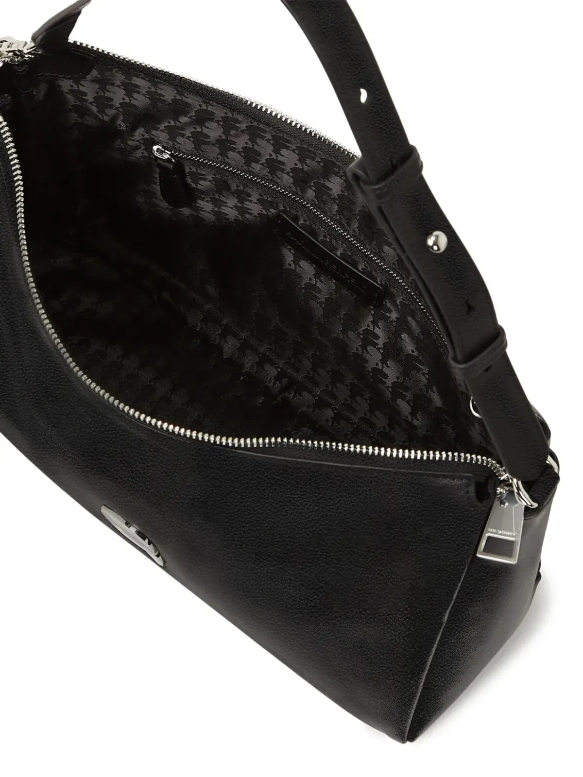 Karl Lagerfeld イコン ペブルド型押しショルダーバッグ ブラック - 画像5