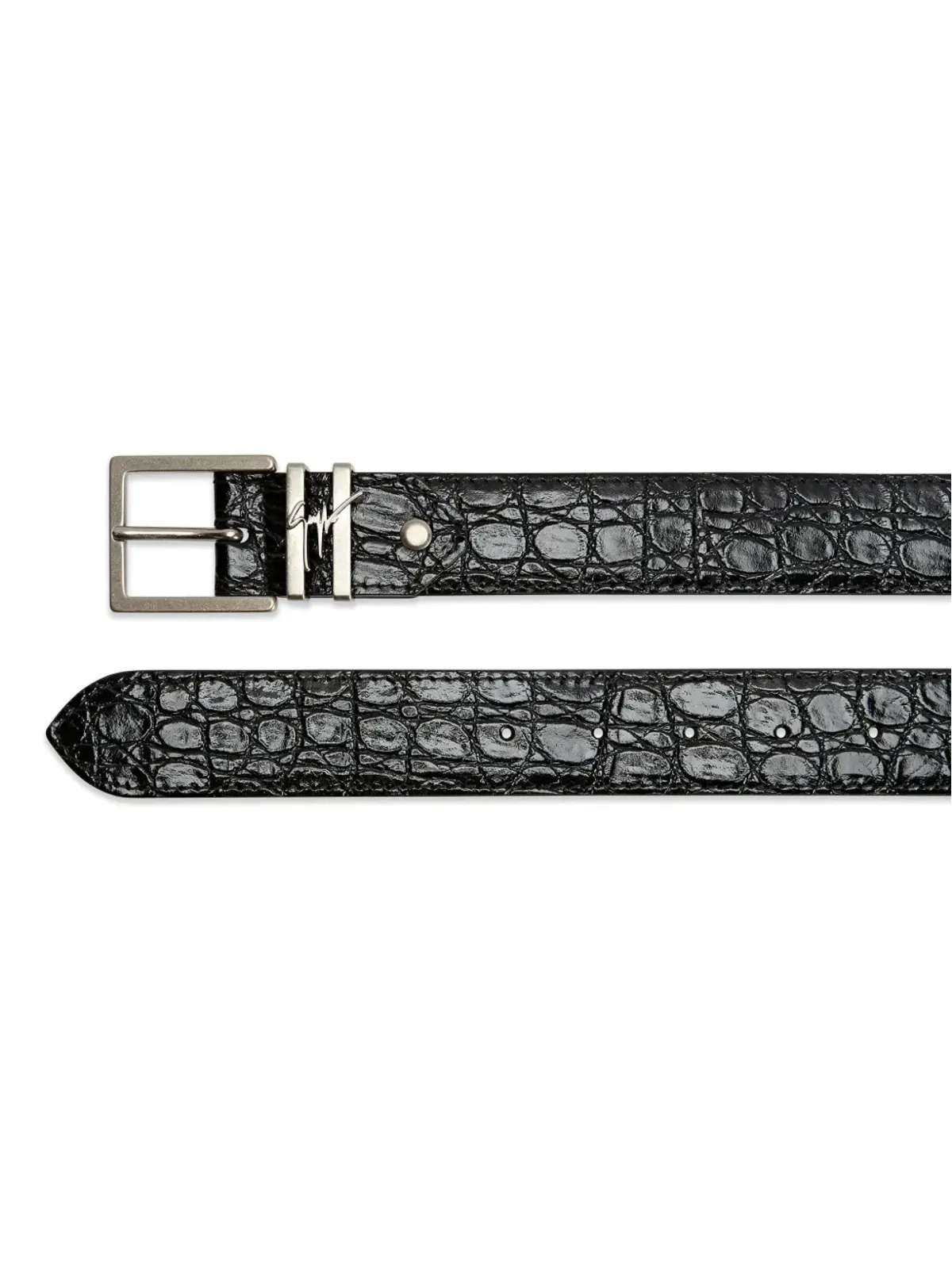 Giuseppe Zanotti テオドレ クロコダイルエンボス ベルト - 画像2