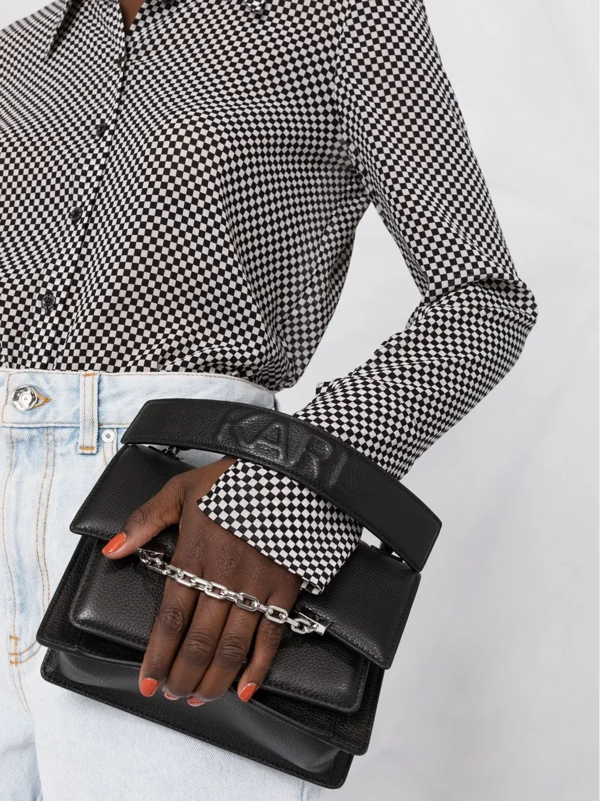 Karl Lagerfeld K/Seven グレインレザー ショルダーバッグ - ブラック - 画像3