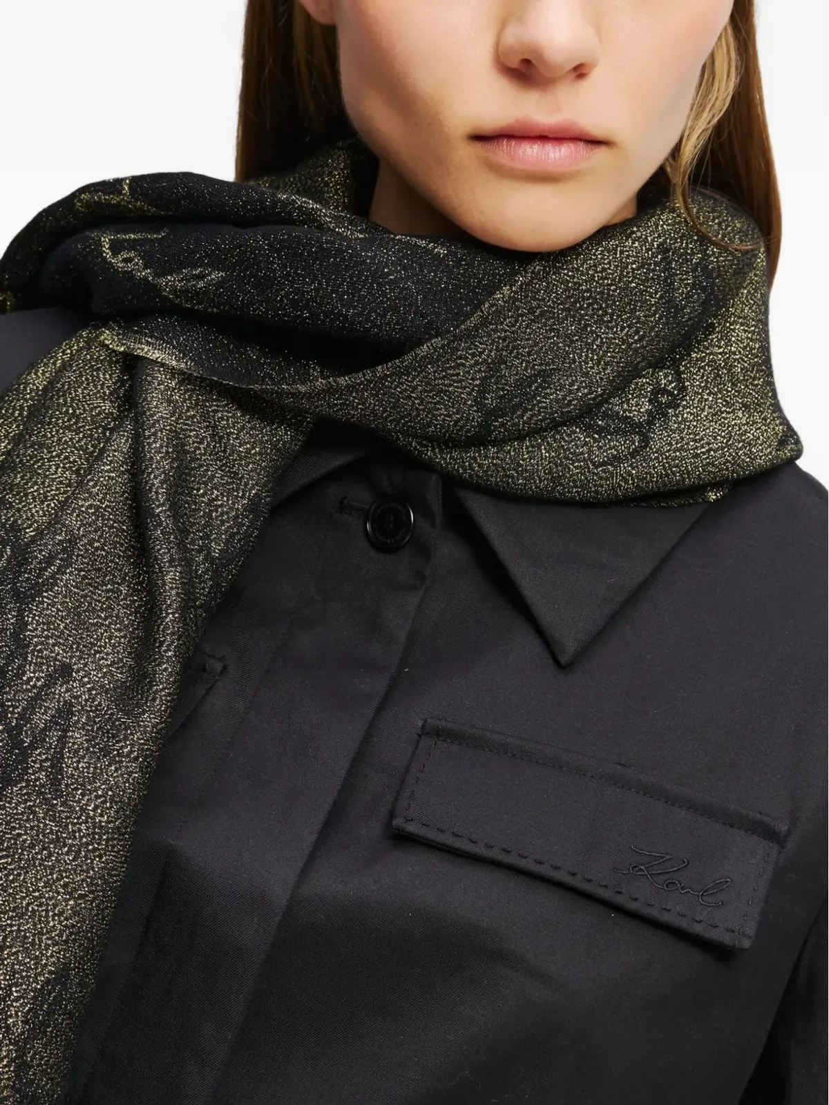 Karl Lagerfeld シグネチャー スカーフ ブラック - 画像5