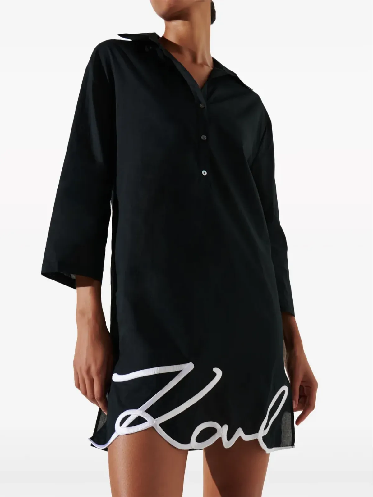 Karl Lagerfeld DNA Signature 半透明ビーチドレス ブラック - 画像4