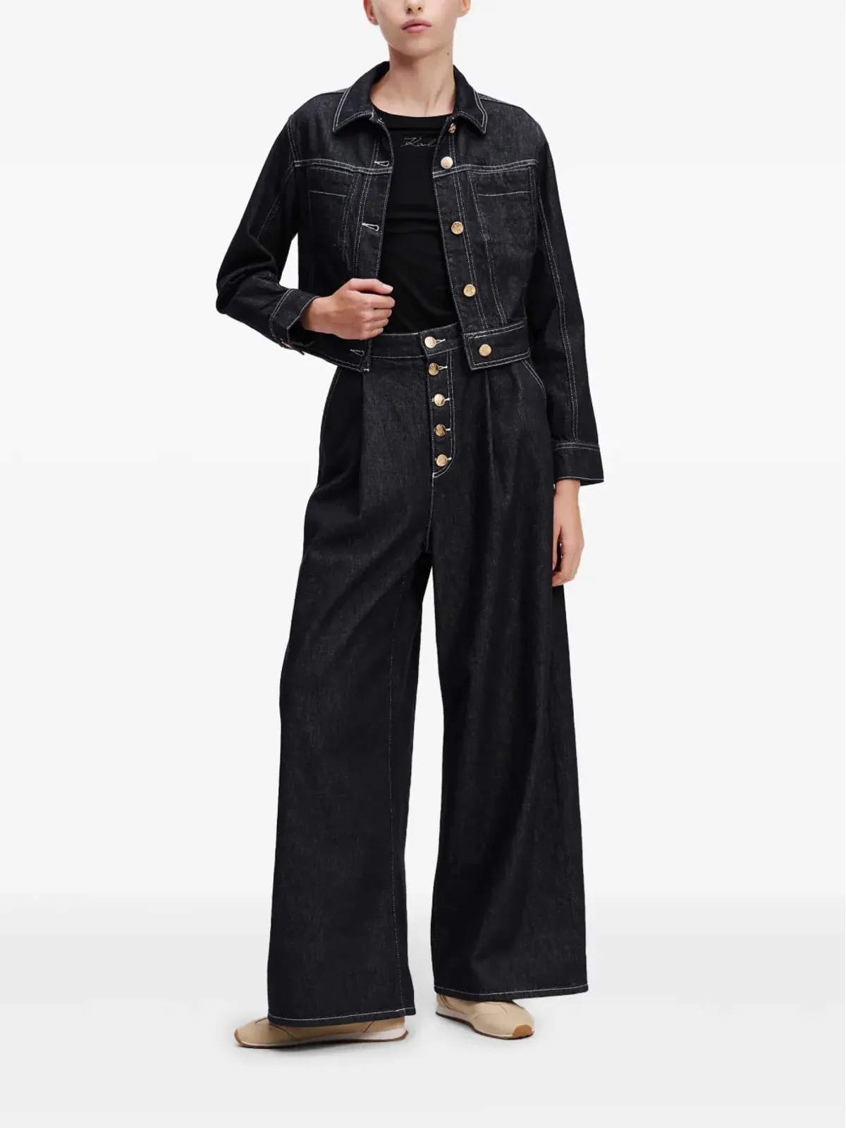 Karl Lagerfeld クロップド デニムジャケット - 画像2
