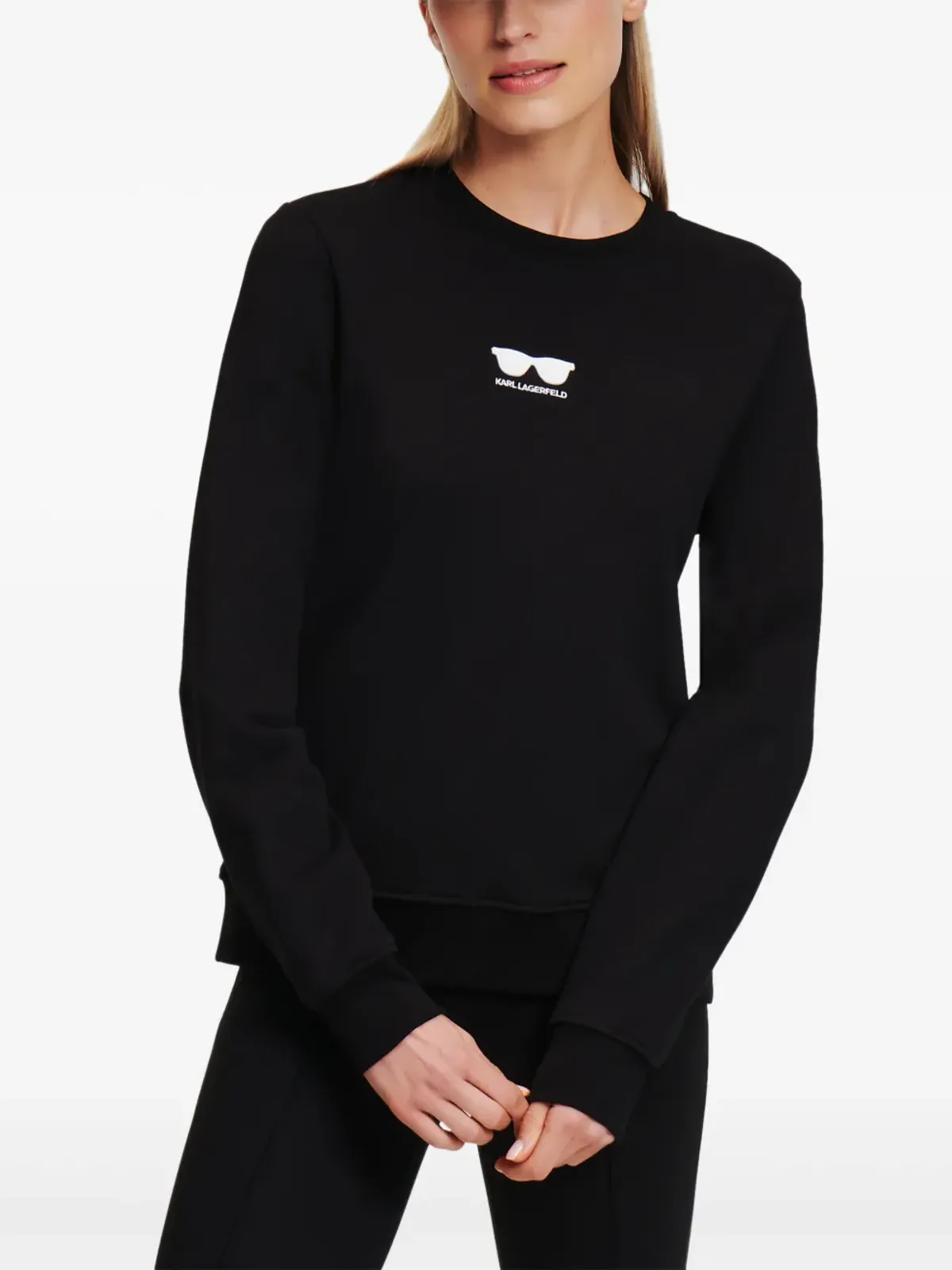 Karl Lagerfeld サングラス刺繍入りスウェットシャツ - ブラック - 画像3
