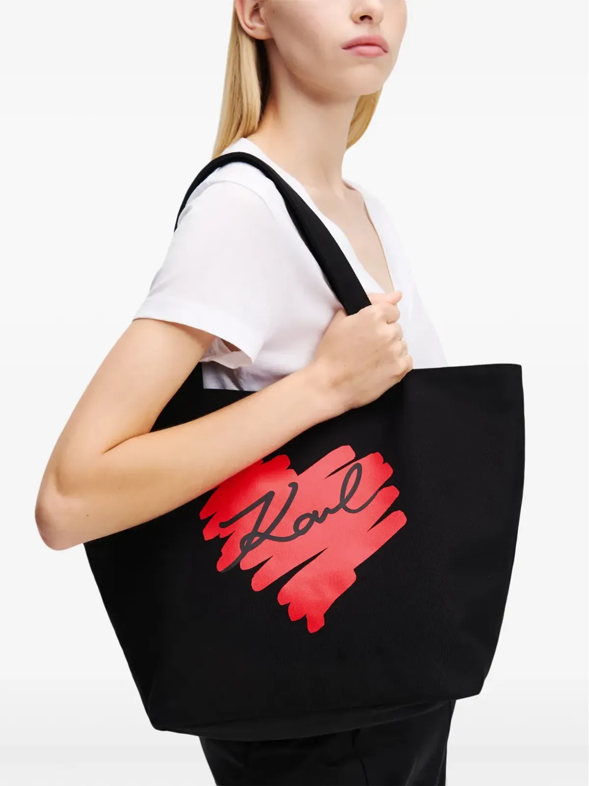 Karl Lagerfeld K/Heart リバーシブル トートバッグ ブラック - 画像3