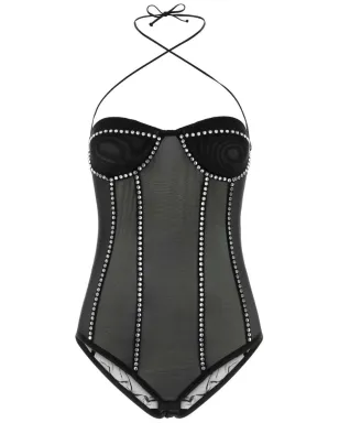 Oséree gem-embellished bodysuit - Black - サムネイル1