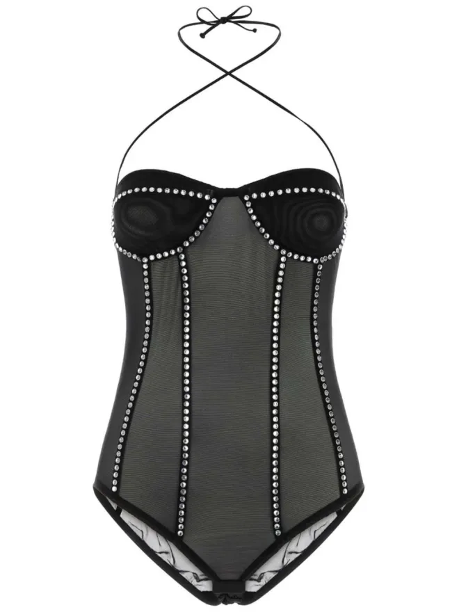 Oseree Oséree gem-embellished bodysuit - Blackの商品画像
