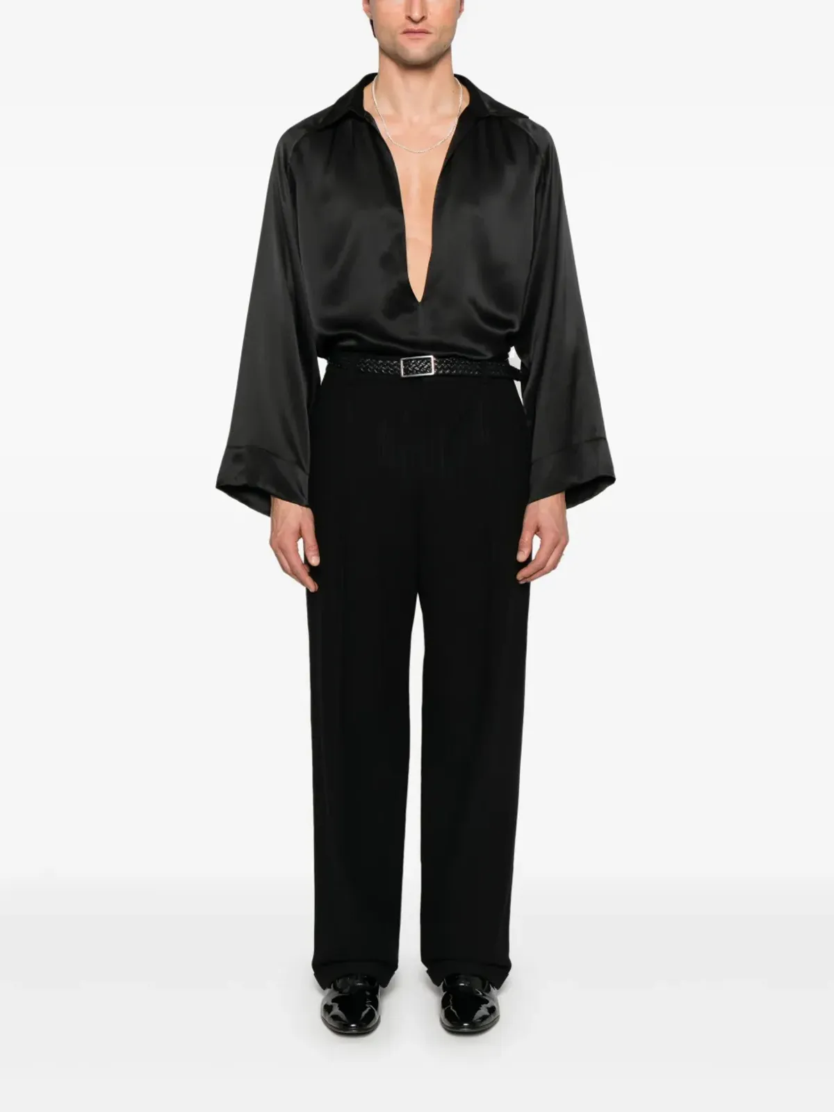 Saint Laurent ストライプ柄フランネルパンツ - ブラック - 画像2