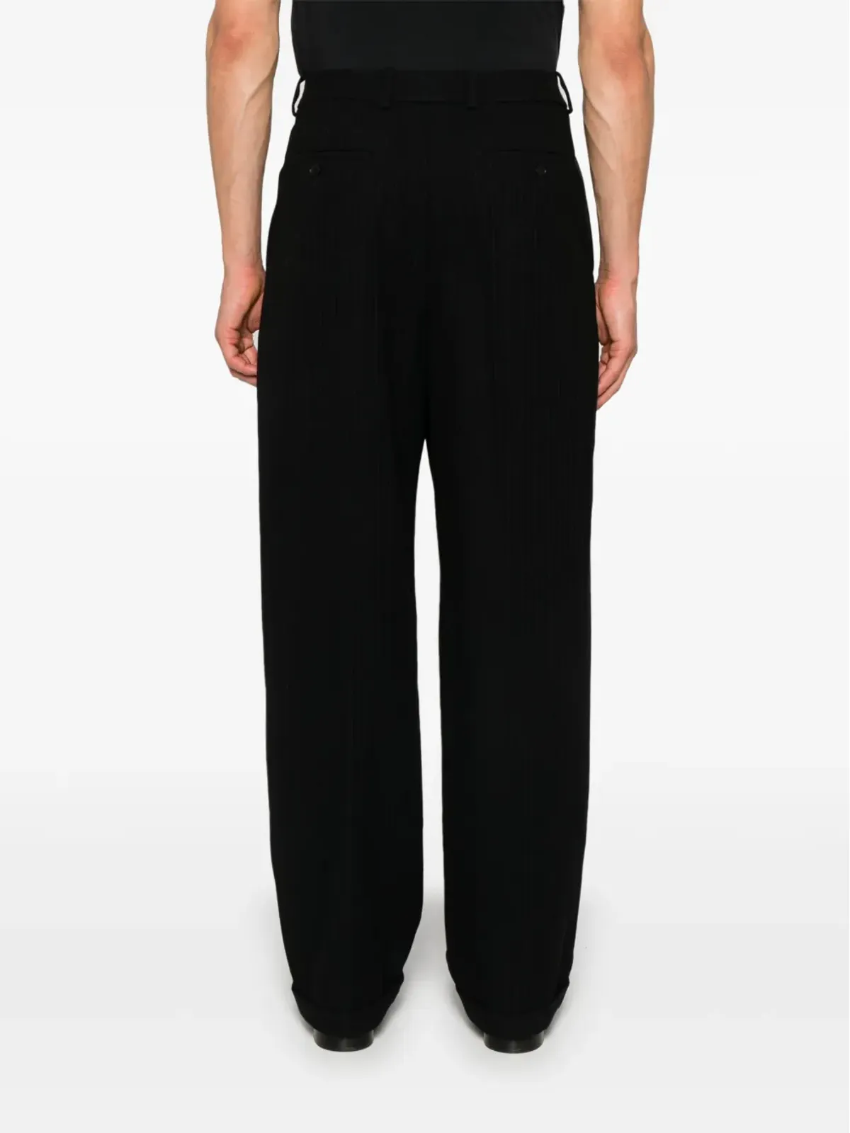Saint Laurent ストライプ柄フランネルパンツ - ブラック - 画像4