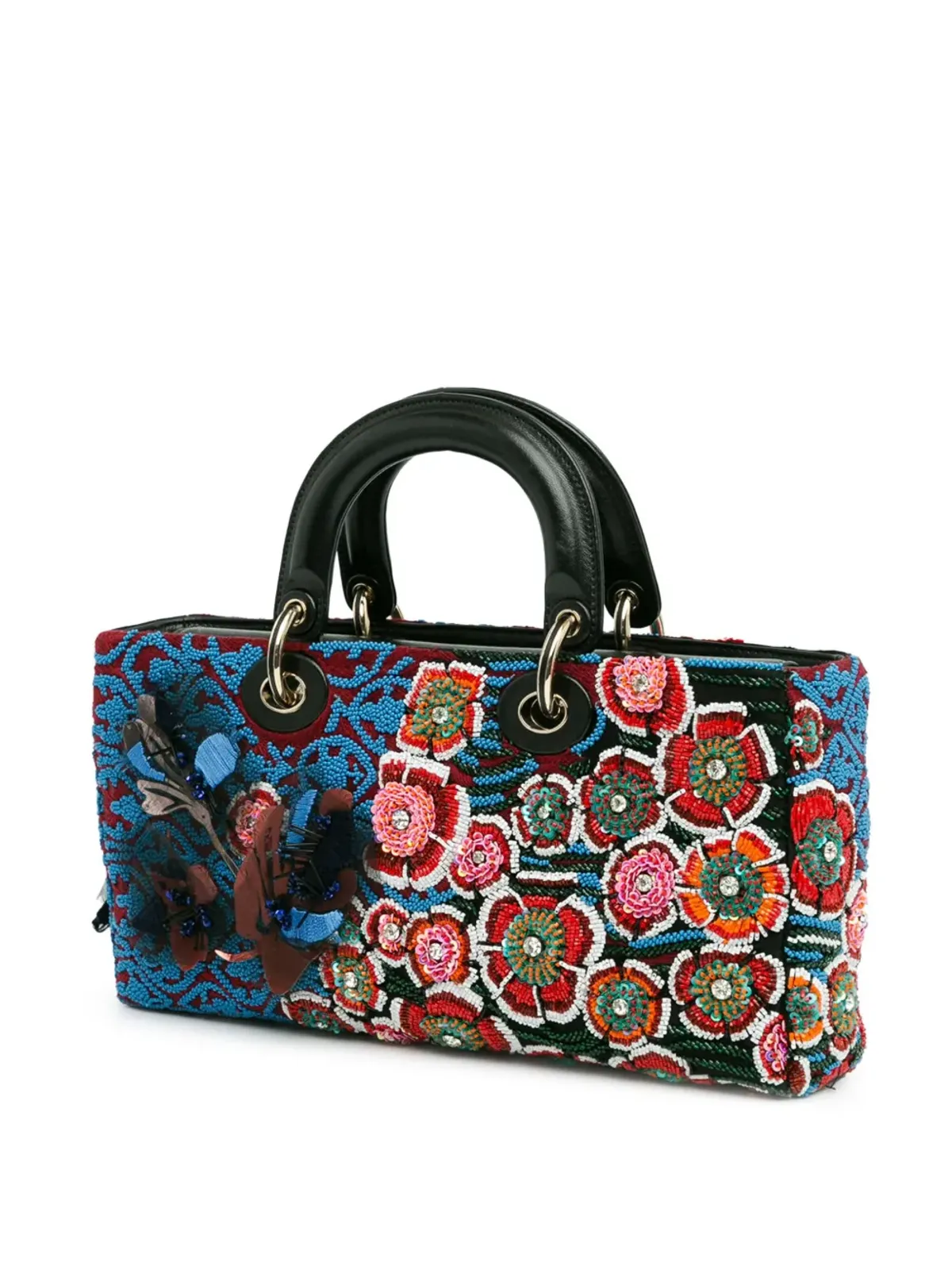 Christian Dior ビンテージ 2016年 ミディアム ビーズ刺繍の花モチーフ レディ Dジョイ サッチェル - ブルー - 画像3
