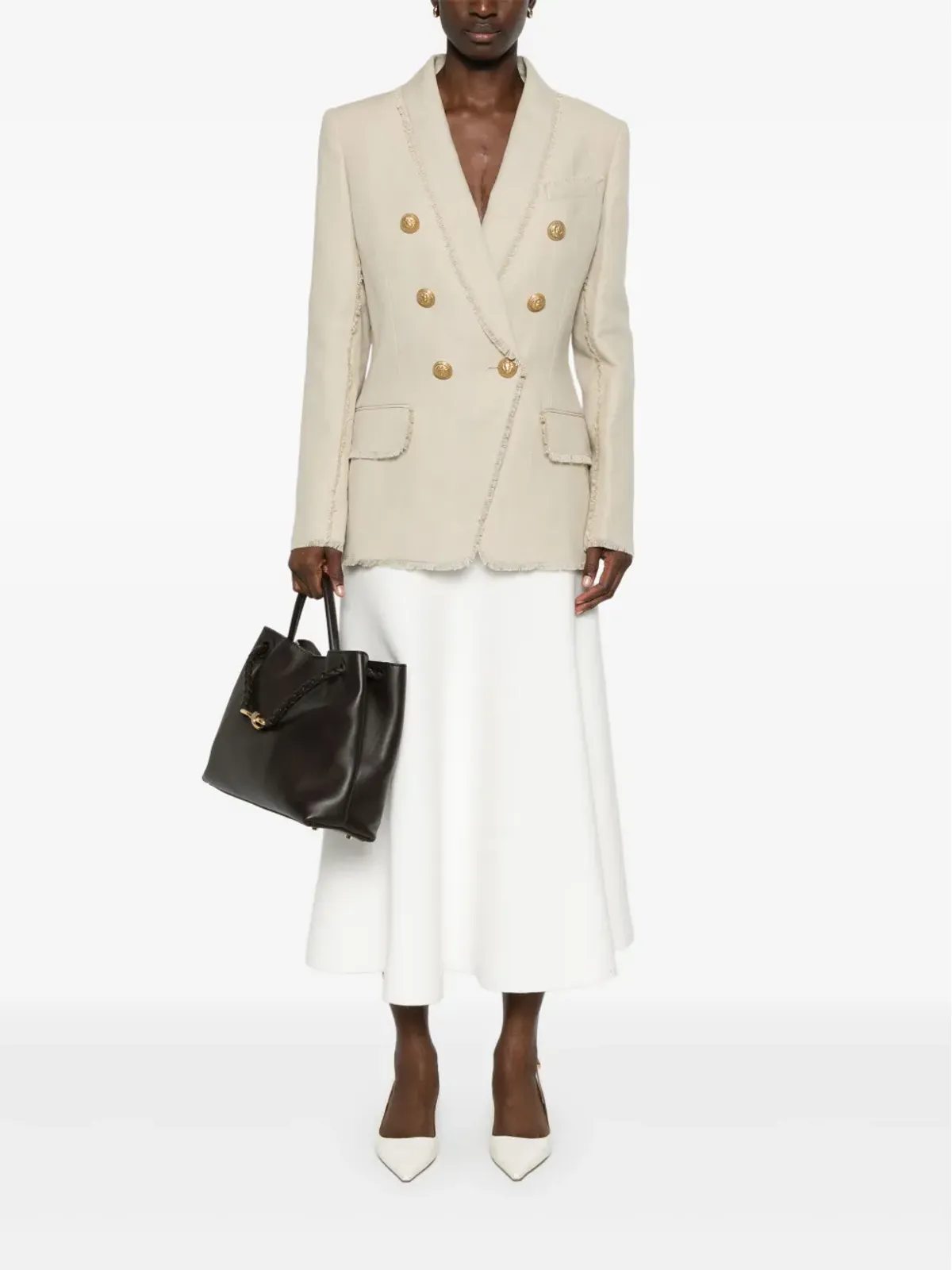 Balmain Pre-Owned ほつれ加工ブレザー - Neutrals - 画像2