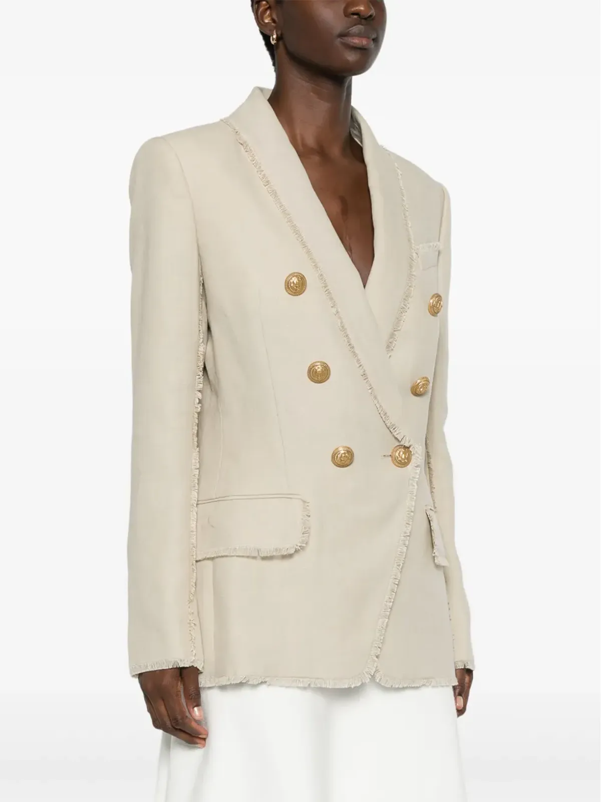 Balmain Pre-Owned ほつれ加工ブレザー - Neutrals - 画像3