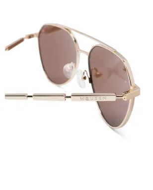 Alexander McQueen Eyewear ロゴプレート付きパイロットフレーム サングラス - サムネイル3