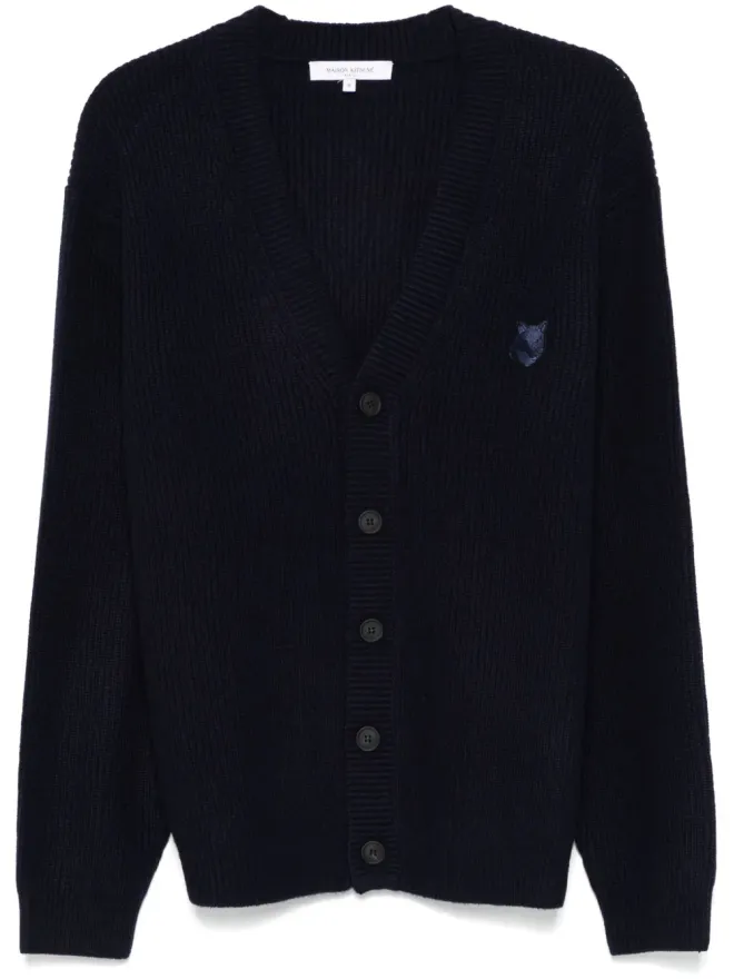 Maison Kitsuné Maison Kitsuné ボールドフォックスヘッド リブ編みカーディガン - ブルーの商品画像