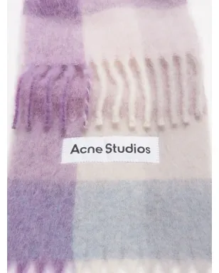 Acne Studios ロゴアップリケ付きチェック柄スカーフ - サムネイル2