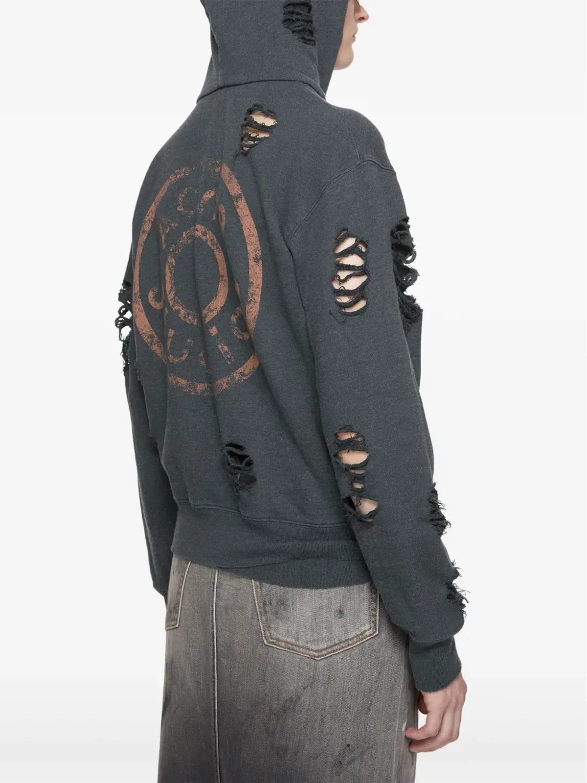 Acne Studios ダメージ加工ジャージーフーディー - ブラック - 画像5
