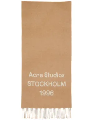 Acne Studios ロゴプリント ウールスカーフ（ブラウン） - サムネイル1