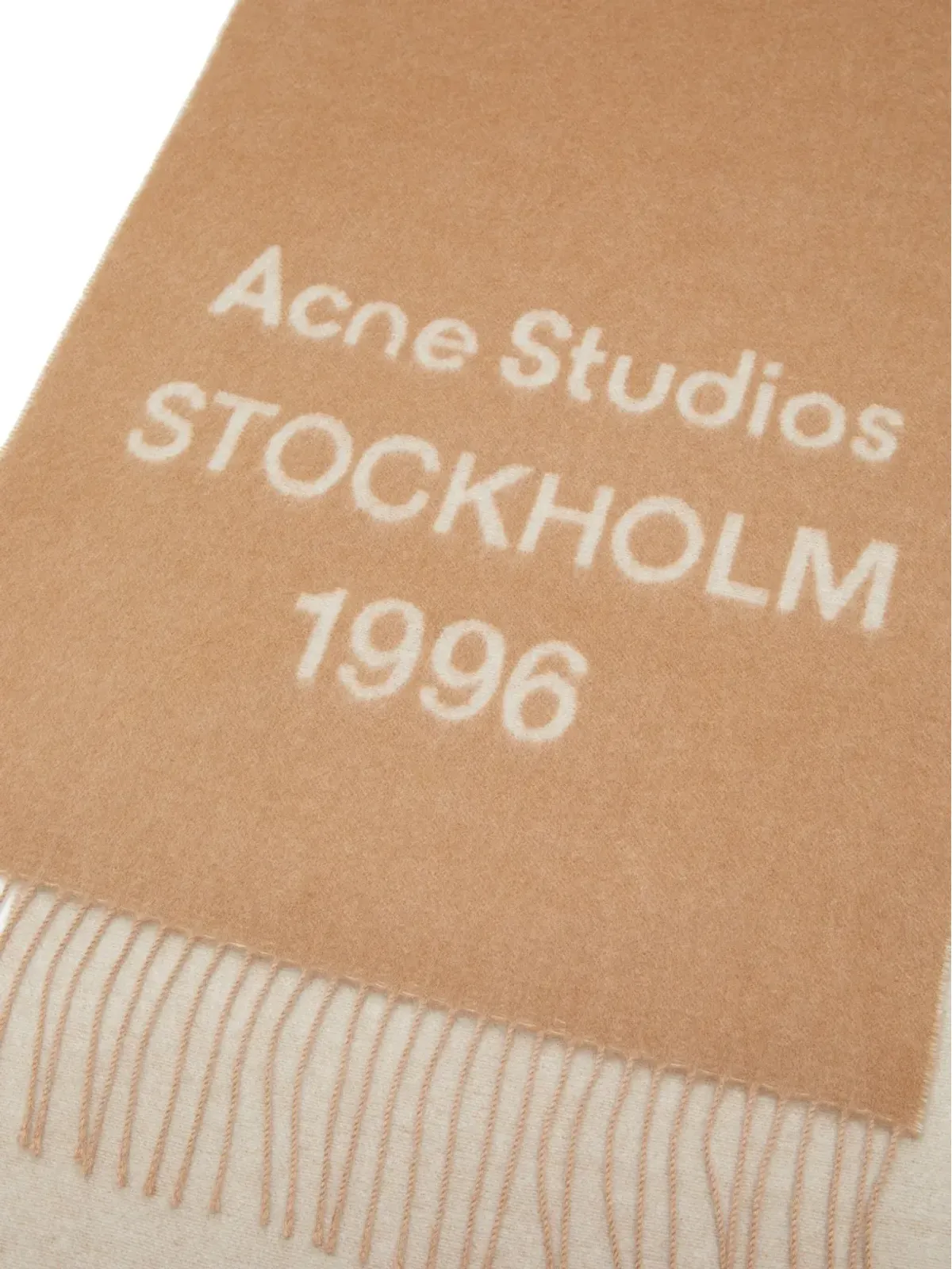 Acne Studios ロゴプリント ウールスカーフ（ブラウン） - 画像2