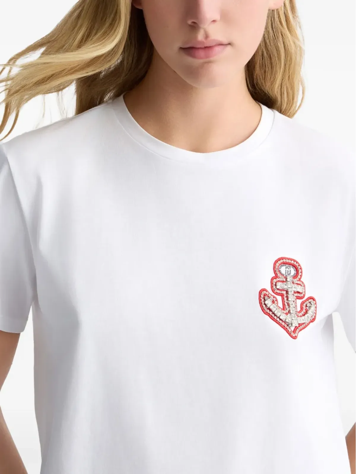 LIU JO ラインストーン・アンカーモチーフ Tシャツ - ホワイト - 画像5
