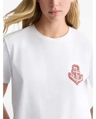 LIU JO ラインストーン・アンカーモチーフ Tシャツ - ホワイト - サムネイル5