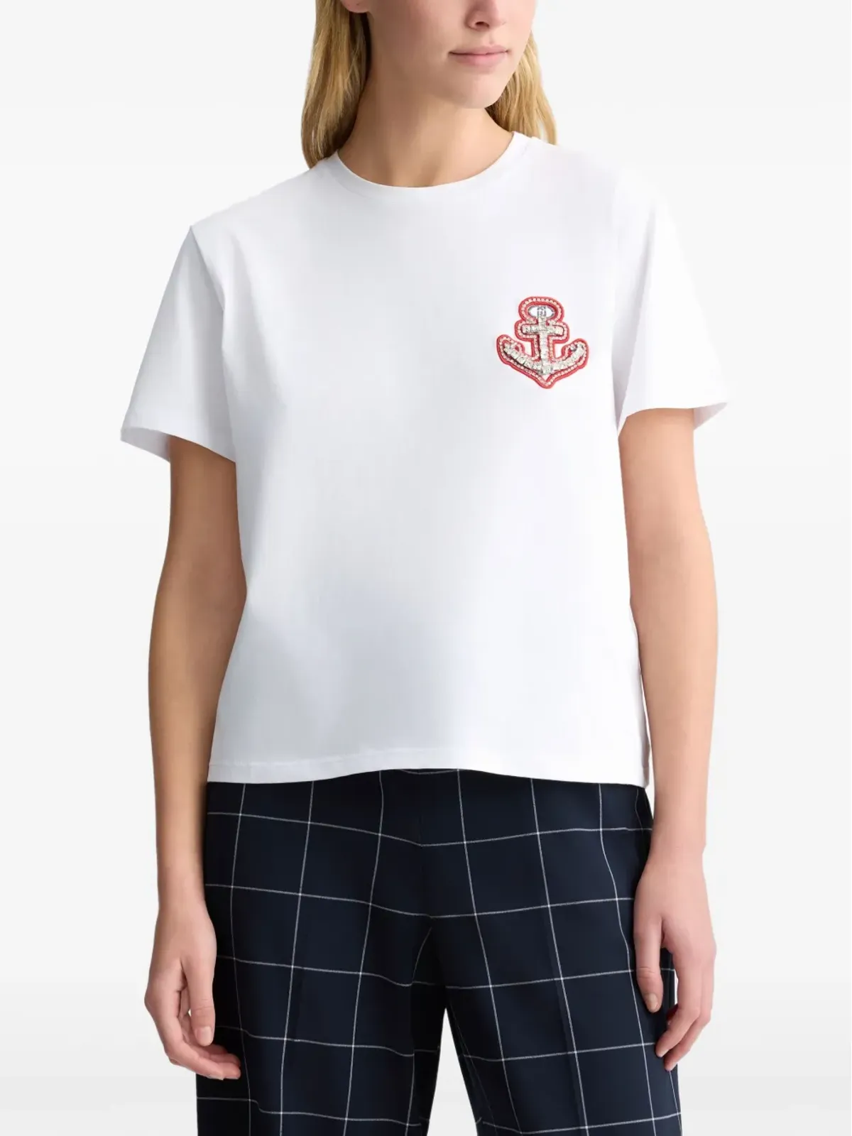 LIU JO ラインストーン・アンカーモチーフ Tシャツ - ホワイト - 画像3