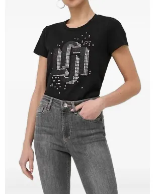 LIU JO ロゴディテール入り エンブリッシュド Tシャツ - ブラック - サムネイル1