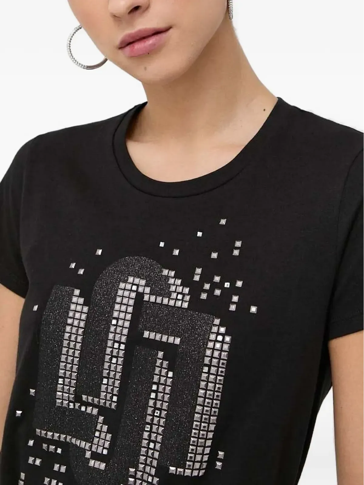 LIU JO ロゴディテール入り エンブリッシュド Tシャツ - ブラック - 画像3