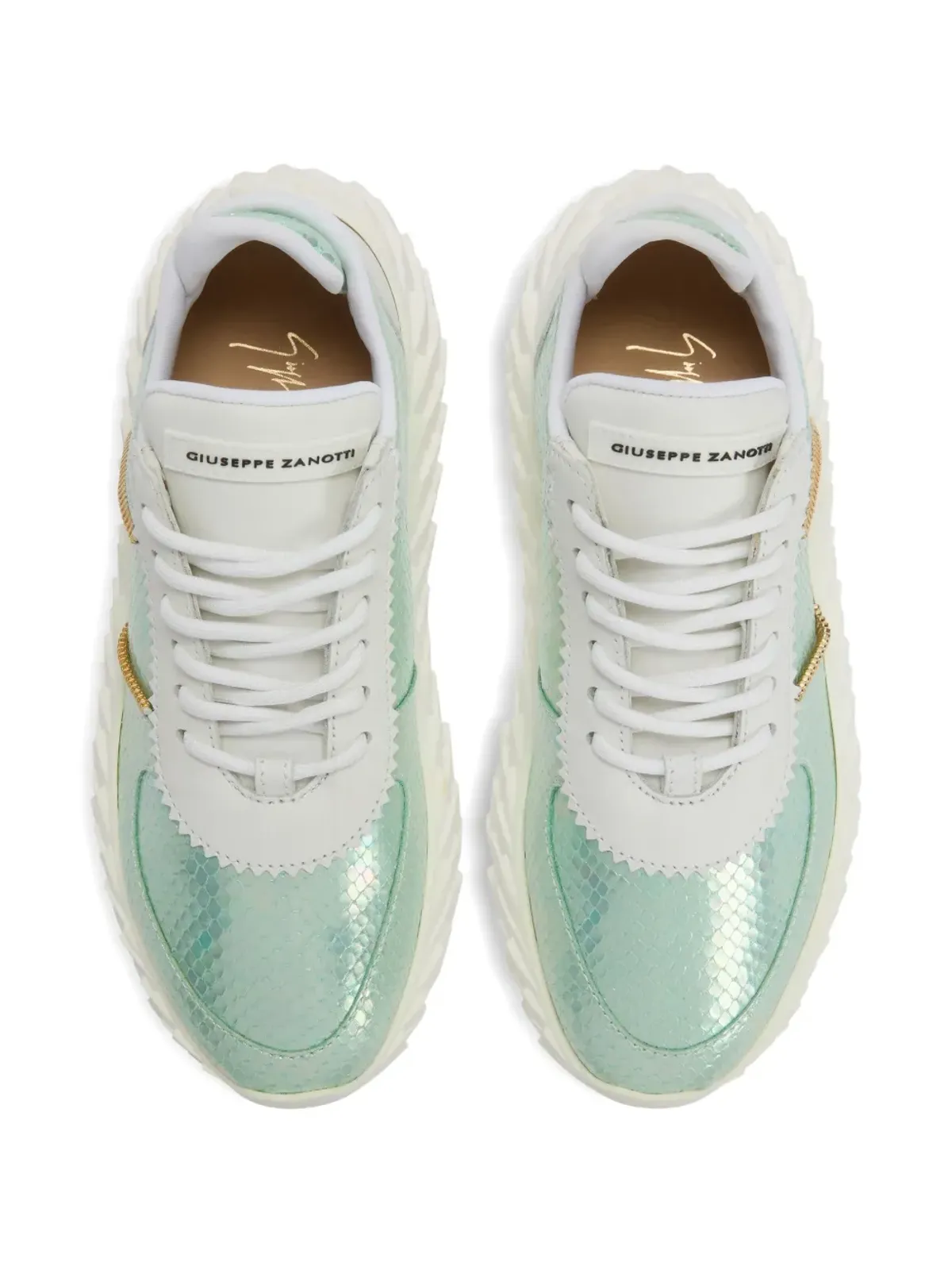 Giuseppe Zanotti Urchin ヘビ柄風レースアップスニーカー - ブルー - 画像4