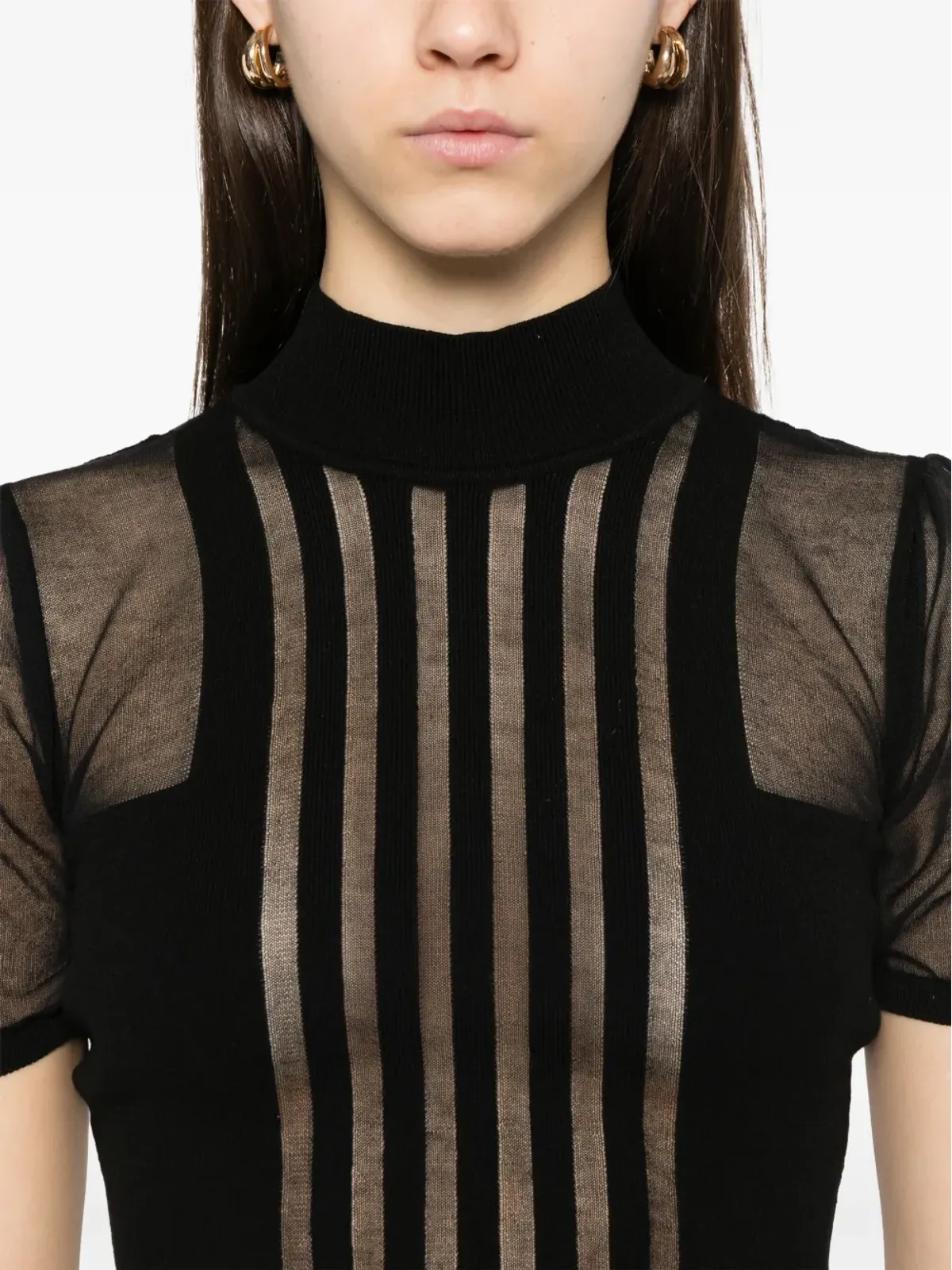 Elisabetta Franchi ハイカラーのトップ - 画像5