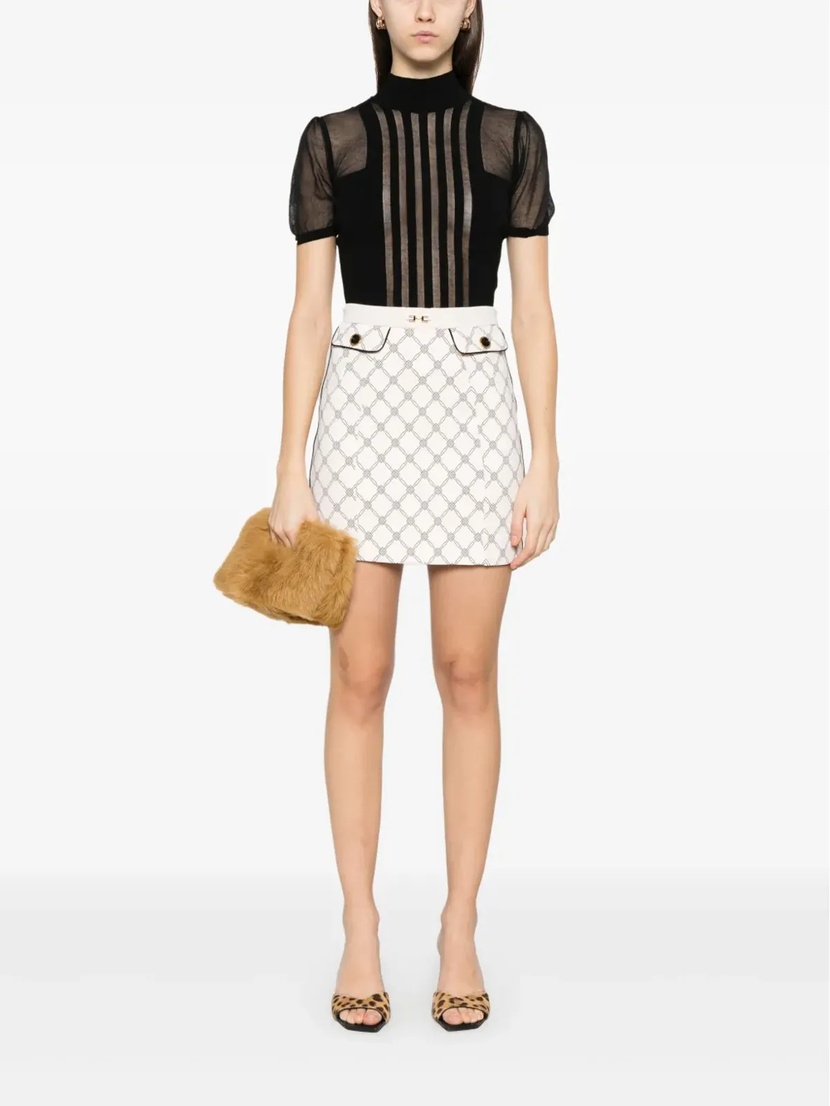 Elisabetta Franchi ハイカラーのトップ - 画像2