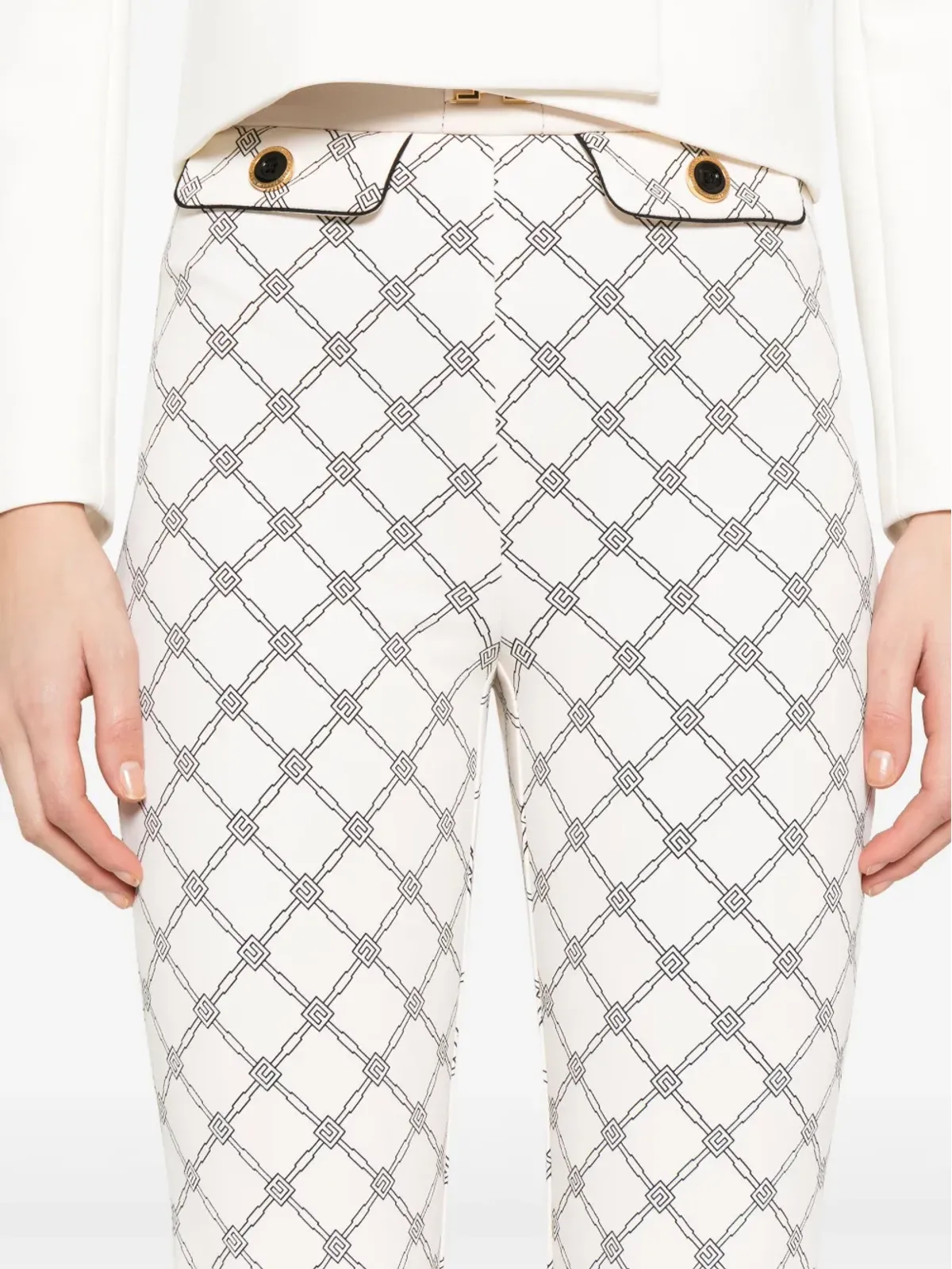 Elisabetta Franchi ダイヤモンドプリント クレープパンツ - 画像5