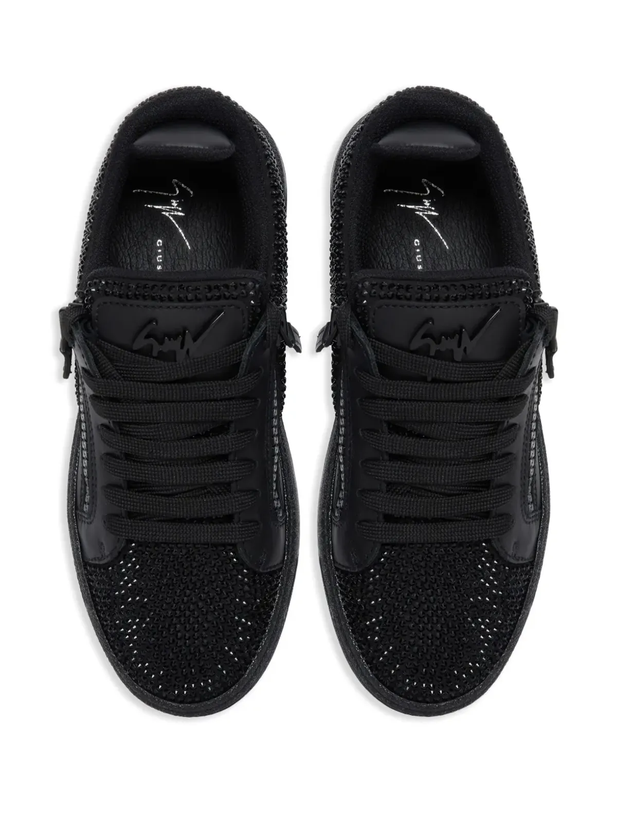 Giuseppe Zanotti GZ94 ラインストーン装飾スニーカー ブラック - 画像4