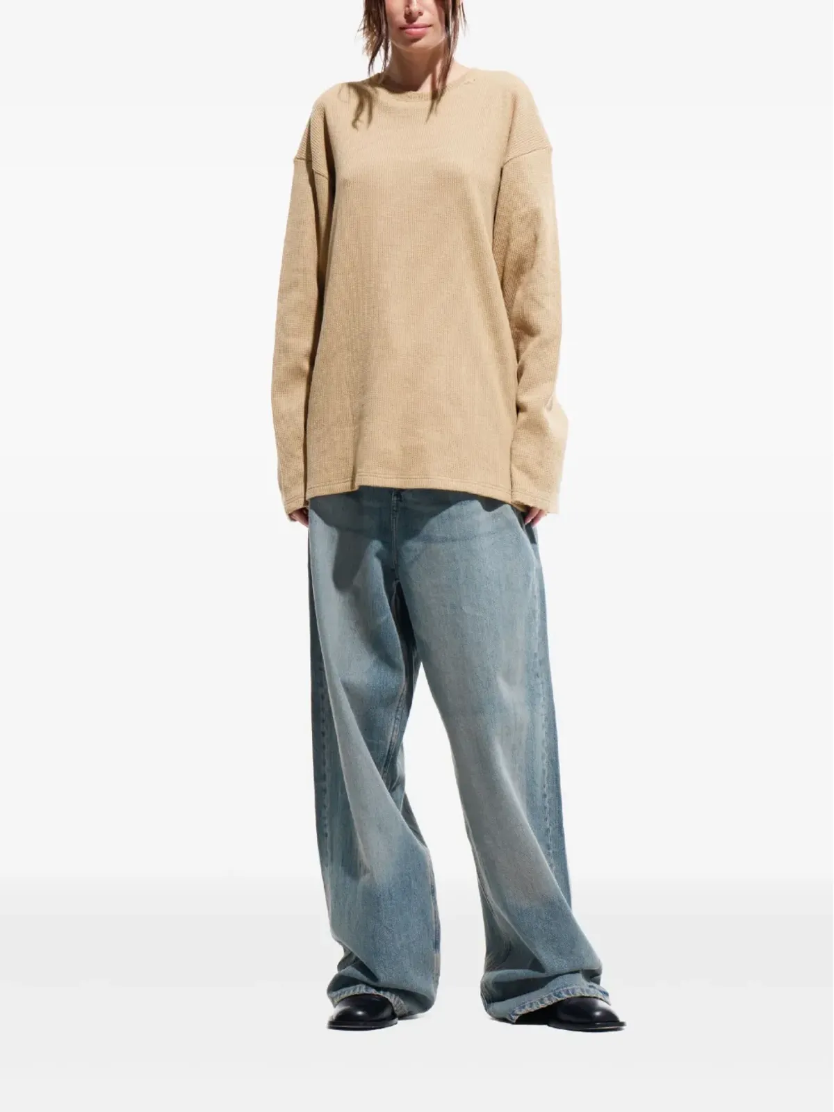 Mainless waffle-knit T-shirt - Brown - 画像2