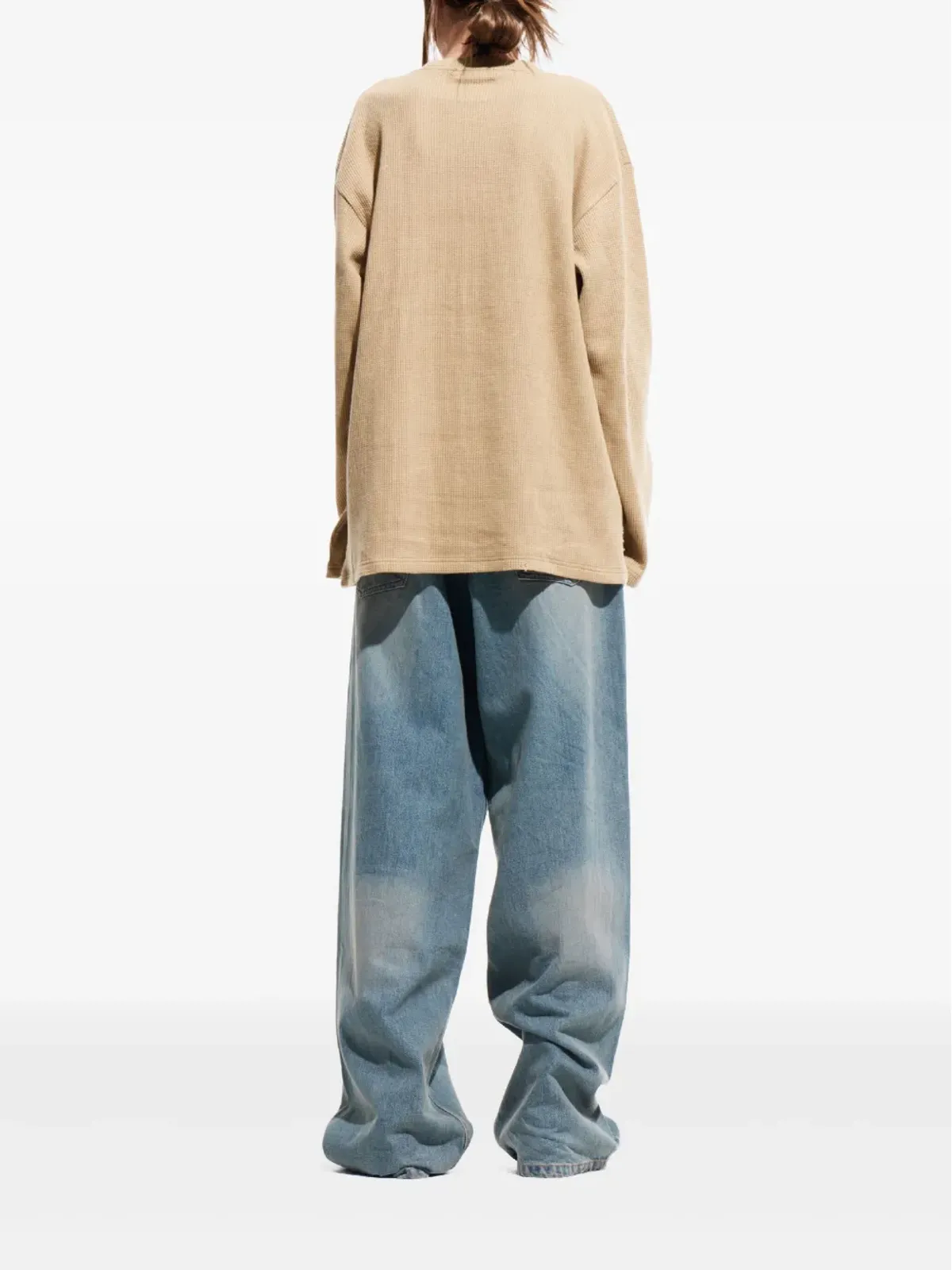 Mainless waffle-knit T-shirt - Brown - 画像4