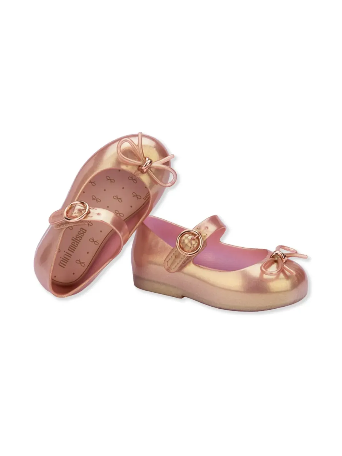 Mini Melissa ボウ付きバレエシューズ（ゴールド） - 画像2