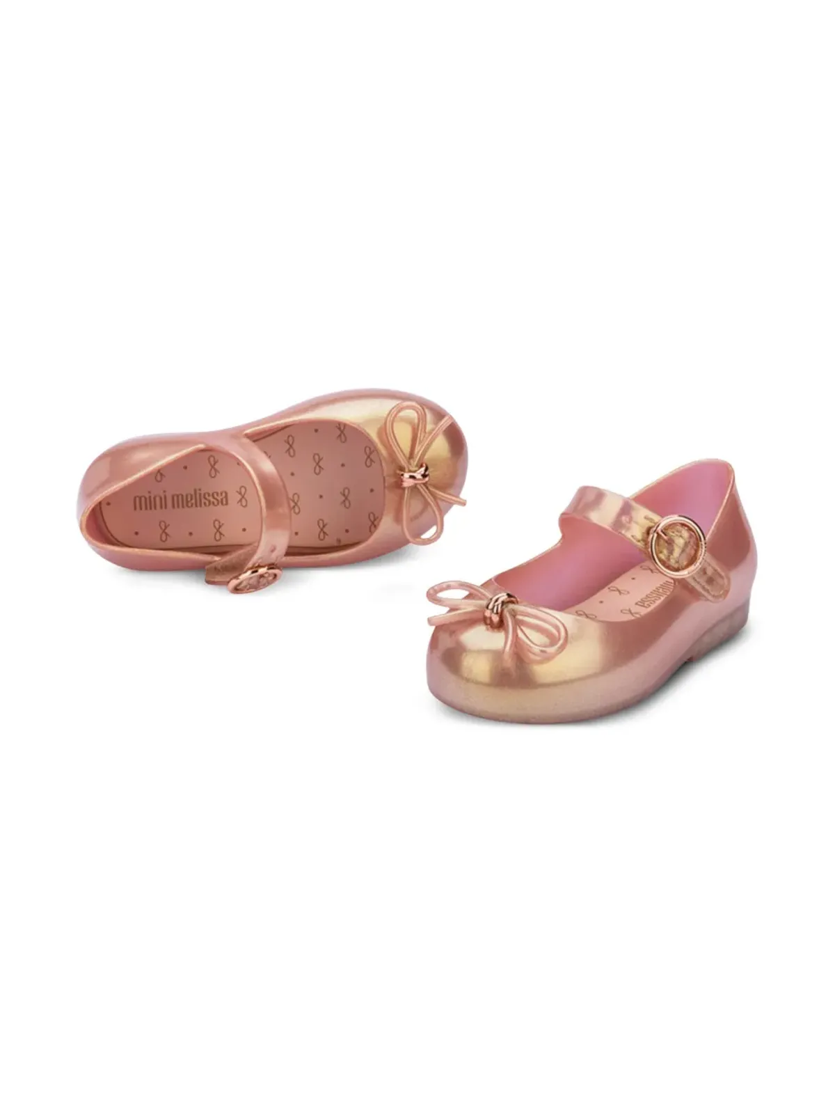Mini Melissa ボウ付きバレエシューズ（ゴールド） - 画像3