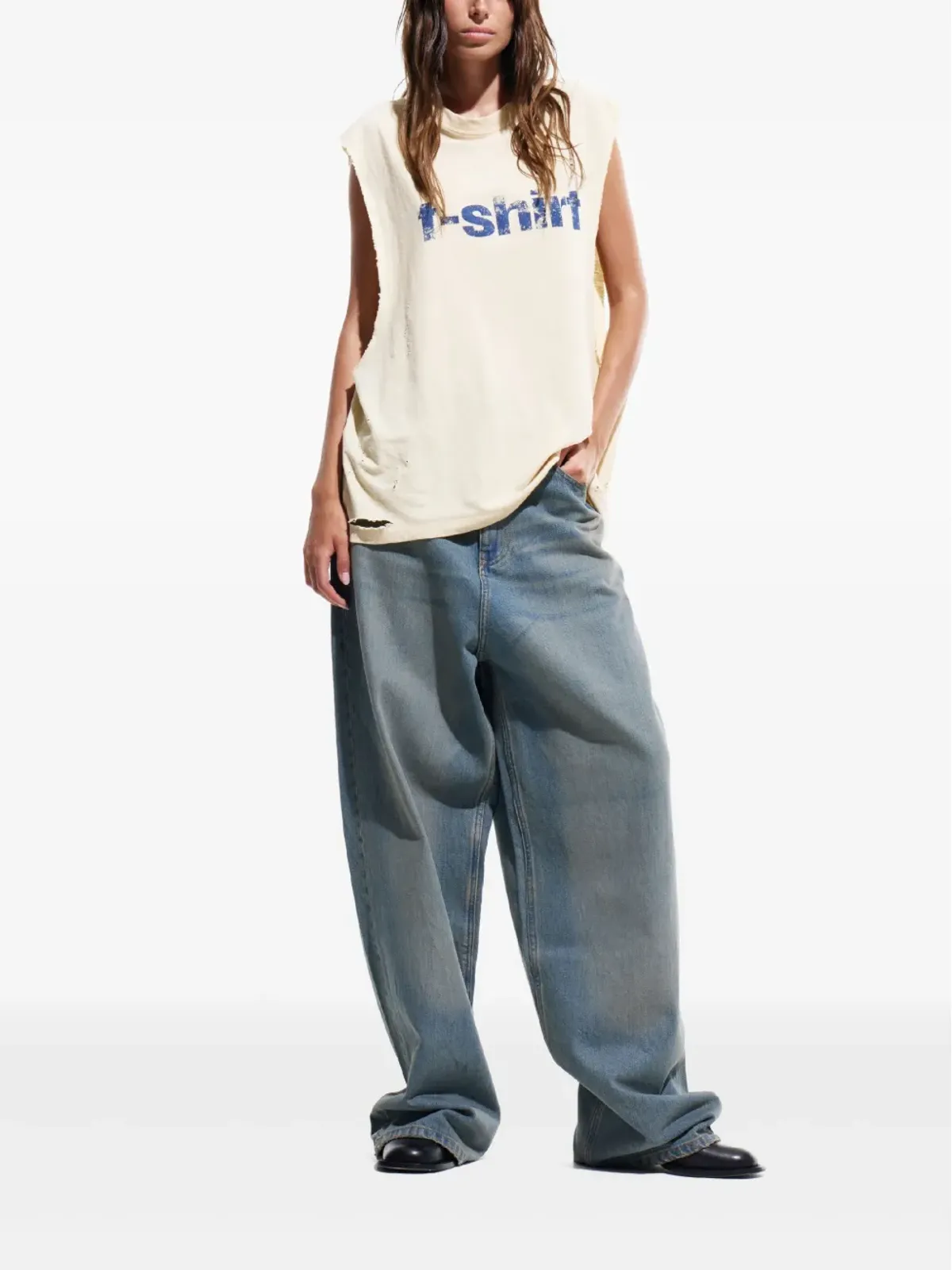 Mainless オーバーサイズ ノースリーブTシャツ - イエロー - 画像2