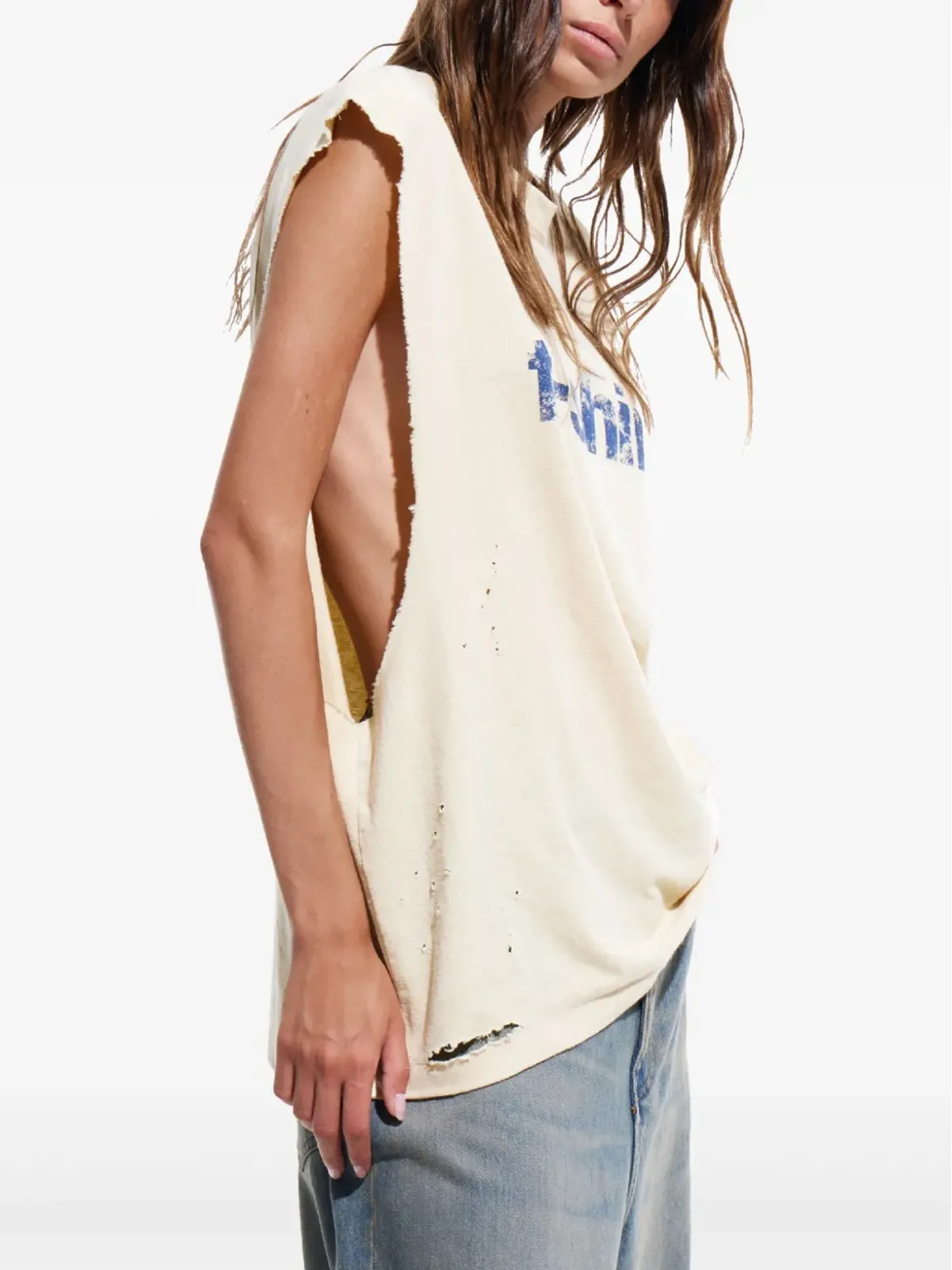 Mainless オーバーサイズ ノースリーブTシャツ - イエロー - 画像4
