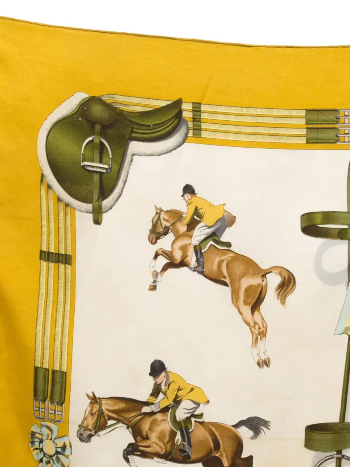 Hermès ビンテージ 1975年 ジャンピング（フィリップ・ルドゥーによる）シルクスカーフ - イエロー - 画像2